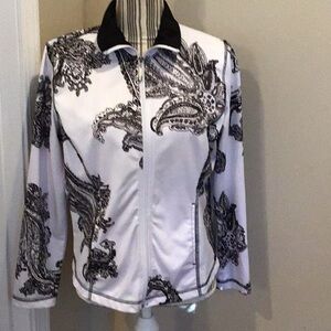 Activology  White Paisley Print Zip Up Jacket Size PM